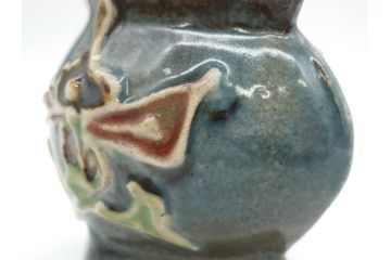 河井寛次郎　花文　独創的なデザインに心惹かれる花扁壷(花入、花器、花生、フラワーベース、共箱付き、日本工芸会シールあり)(R-079648)