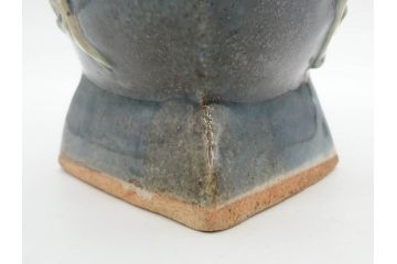 河井寛次郎　花文　独創的なデザインに心惹かれる花扁壷(花入、花器、花生、フラワーベース、共箱付き、日本工芸会シールあり)(R-079648)