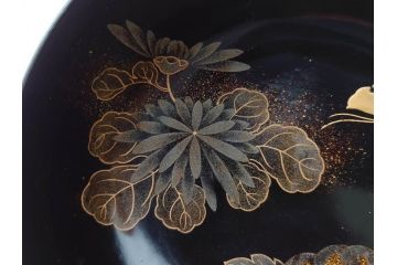 明治期　輪島塗　木製　漆器　金蒔絵　気品漂うお椀10客セット(蓮、菊、蝶、ちょう、花、蓋付き、汁椀、吸物椀、漆芸、和食器)(R-079649)