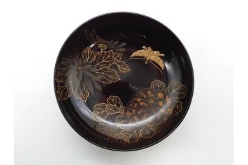 明治期　輪島塗　木製　漆器　金蒔絵　気品漂うお椀10客セット(蓮、菊、蝶、ちょう、花、蓋付き、汁椀、吸物椀、漆芸、和食器)(R-079649)