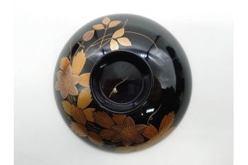 昭和期　輪島塗　漆器　木製　金蒔絵　豪華な金彩が美しいお椀9客セット(鉄線花?、漆芸、蓋付き、汁椀、吸物椀、和食器)(R-079650)