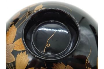 昭和期　輪島塗　漆器　木製　金蒔絵　豪華な金彩が美しいお椀9客セット(鉄線花?、漆芸、蓋付き、汁椀、吸物椀、和食器)(R-079650)