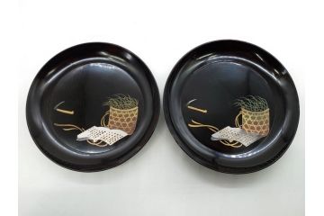 明治〜大正期　漆器　木製　気品を感じる銘々皿13枚セット(木皿、茶道具、漆芸、菓子器、小皿、和食器、和皿)(R-079651)