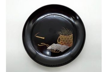 明治〜大正期　漆器　木製　気品を感じる銘々皿13枚セット(木皿、茶道具、漆芸、菓子器、小皿、和食器、和皿)(R-079651)