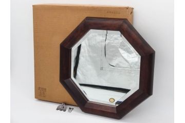 アンティーク雑貨　北海道民芸家具　お部屋のアクセントになる八角鏡(壁掛け鏡、吊鏡、ウォールミラー)(R-079656)