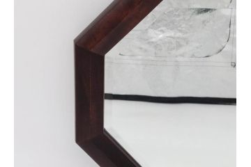 アンティーク雑貨　北海道民芸家具　お部屋のアクセントになる八角鏡(壁掛け鏡、吊鏡、ウォールミラー)(R-079656)