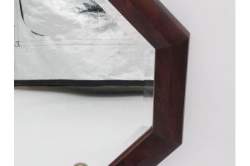 アンティーク雑貨　北海道民芸家具　お部屋のアクセントになる八角鏡(壁掛け鏡、吊鏡、ウォールミラー)(R-079656)