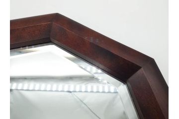アンティーク雑貨　北海道民芸家具　お部屋のアクセントになる八角鏡(壁掛け鏡、吊鏡、ウォールミラー)(R-079656)