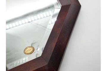 アンティーク雑貨　北海道民芸家具　お部屋のアクセントになる八角鏡(壁掛け鏡、吊鏡、ウォールミラー)(R-079656)