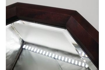 アンティーク雑貨　北海道民芸家具　お部屋のアクセントになる八角鏡(壁掛け鏡、吊鏡、ウォールミラー)(R-079656)