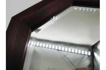 アンティーク雑貨　北海道民芸家具　お部屋のアクセントになる八角鏡(壁掛け鏡、吊鏡、ウォールミラー)(R-079656)