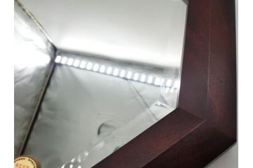 アンティーク雑貨　北海道民芸家具　お部屋のアクセントになる八角鏡(壁掛け鏡、吊鏡、ウォールミラー)(R-079656)