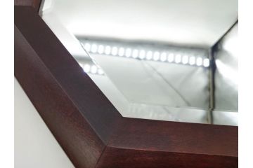 アンティーク雑貨　北海道民芸家具　お部屋のアクセントになる八角鏡(壁掛け鏡、吊鏡、ウォールミラー)(R-079656)