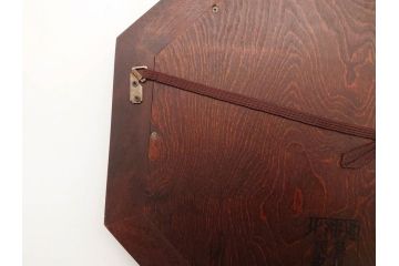 アンティーク雑貨　北海道民芸家具　お部屋のアクセントになる八角鏡(壁掛け鏡、吊鏡、ウォールミラー)(R-079656)