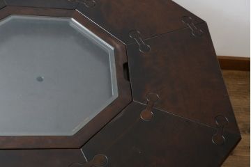 中古　星野民芸(星野民藝)　桜材　2way　個性的なデザインが存在感を放つ八角炉(囲炉裏テーブル、木製火鉢、4人掛け、ダイニングテーブル、食卓)(R-079659)