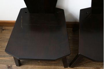 中古　廃盤モデル　星野民芸(星野民藝)　桜材　個性的なデザインが存在感を放つダイニングチェア4脚セット(板座チェア、アームレスチェア、椅子、イス、バラ売り可能)(R-079660)
