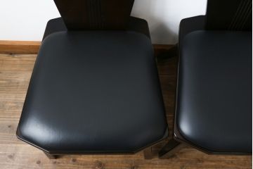 中古　星野民芸(星野民藝)　桜材　個性的なデザインが存在感を放つダイニングチェア4脚セット(板座チェア、アームレスチェア、椅子、イス、バラ売り可能)(R-079662)