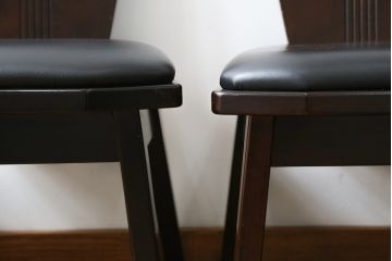 中古　星野民芸(星野民藝)　桜材　個性的なデザインが存在感を放つダイニングチェア4脚セット(板座チェア、アームレスチェア、椅子、イス、バラ売り可能)(R-079662)