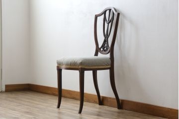 イギリスアンティーク　マホガニー材　美しい彫刻入りの上品なパーケットリーダイニングチェア(ダイニングチェア、椅子、イス、英国)(R-079664)