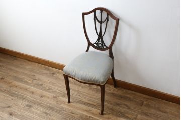 イギリスアンティーク　マホガニー材　美しい彫刻入りの上品なパーケットリーダイニングチェア(ダイニングチェア、椅子、イス、英国)(R-079664)