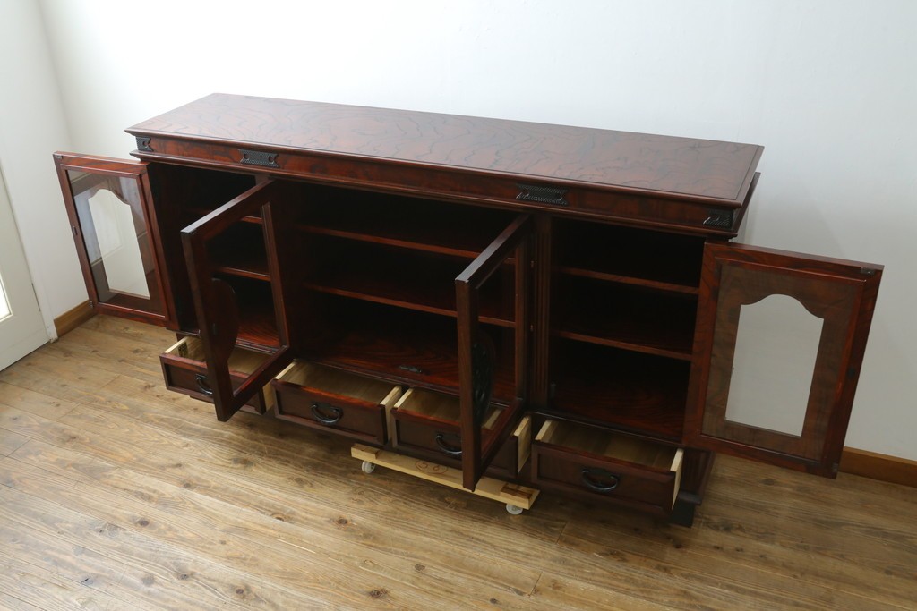 中古　美品!!　岩谷堂箪笥　和洋折衷デザインのサイドボード　定価約100万円　(R-079668)