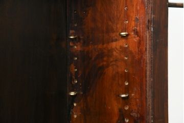 イギリスアンティーク　マホガニー材　クラシカルな雰囲気を漂わせる細身のビューローブックケース(ライティングビューロー、簿記机、引き出し、収納棚、戸棚、引き出し、在宅用デスク、在宅ワーク、在宅用、英国)(R-079670)