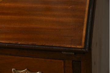 イギリスアンティーク　マホガニー材　クラシカルな雰囲気を漂わせる細身のビューローブックケース(ライティングビューロー、簿記机、引き出し、収納棚、戸棚、引き出し、在宅用デスク、在宅ワーク、在宅用、英国)(R-079670)