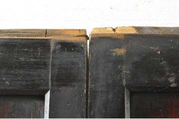 アンティーク建具　古民家インテリアにもおすすめの障子帯戸2枚セット(引き戸、板戸、格子帯戸、障子戸)(R-079673)