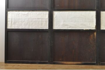 アンティーク建具　古民家インテリアにもおすすめの障子帯戸2枚セット(引き戸、板戸、格子帯戸、障子戸)(R-079673)