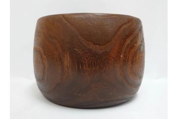 大正〜昭和初期　蒔絵　刳り貫き　菊　雅なデザインが魅力の火鉢(花、丸火鉢、手あぶり、木製、ガラス天板付き)(R-079678)