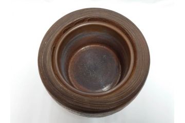 大正〜昭和初期　蒔絵　刳り貫き　菊　雅なデザインが魅力の火鉢(花、丸火鉢、手あぶり、木製、ガラス天板付き)(R-079678)