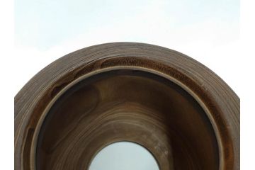 大正〜昭和初期　蒔絵　刳り貫き　菊　雅なデザインが魅力の火鉢(花、丸火鉢、手あぶり、木製、ガラス天板付き)(R-079678)
