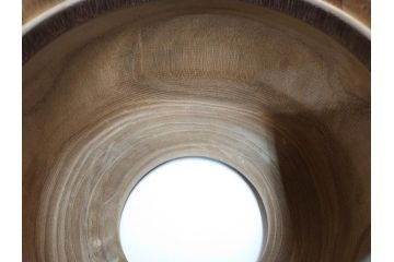 大正〜昭和初期　蒔絵　刳り貫き　菊　雅なデザインが魅力の火鉢(花、丸火鉢、手あぶり、木製、ガラス天板付き)(R-079678)