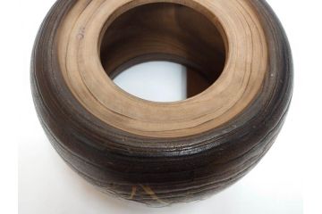 大正〜昭和初期　蒔絵　刳り貫き　菊　雅なデザインが魅力の火鉢(花、丸火鉢、手あぶり、木製、ガラス天板付き)(R-079678)