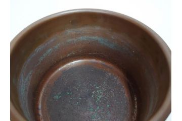 大正〜昭和初期　蒔絵　刳り貫き　菊　雅なデザインが魅力の火鉢(花、丸火鉢、手あぶり、木製、ガラス天板付き)(R-079678)