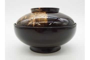 明治期　上手物　高蒔絵　金梨地　梅竹　眩い煌めきに見惚れる煮物椀10客セット(笹、漆器、和食器、木製椀、汁椀、吸物椀、お椀、共箱付き)(R-079680)