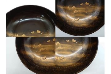明治期　上手物　高蒔絵　金梨地　梅竹　眩い煌めきに見惚れる煮物椀10客セット(笹、漆器、和食器、木製椀、汁椀、吸物椀、お椀、共箱付き)(R-079680)