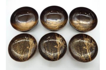 明治期　上手物　高蒔絵　金梨地　梅竹　眩い煌めきに見惚れる煮物椀10客セット(笹、漆器、和食器、木製椀、汁椀、吸物椀、お椀、共箱付き)(R-079680)