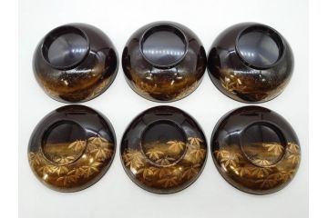 明治期　上手物　高蒔絵　金梨地　梅竹　眩い煌めきに見惚れる煮物椀10客セット(笹、漆器、和食器、木製椀、汁椀、吸物椀、お椀、共箱付き)(R-079680)