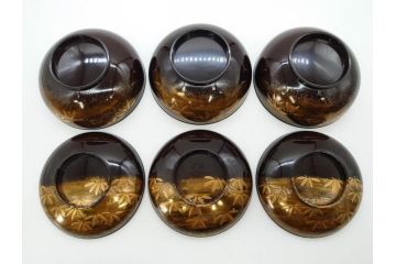 明治期　上手物　高蒔絵　金梨地　梅竹　眩い煌めきに見惚れる煮物椀10客セット(笹、漆器、和食器、木製椀、汁椀、吸物椀、お椀、共箱付き)(R-079680)