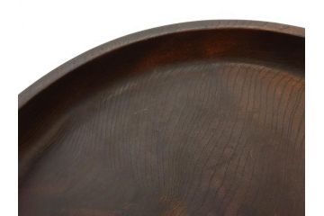 明治〜大正期　在銘作家物　ケヤキ　欅盆　扇面　木の温もりを感じるお盆2点セット(木製、トレイ、トレー、木皿、藤原盆?)(R-079681)