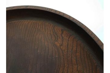 明治〜大正期　在銘作家物　ケヤキ　欅盆　扇面　木の温もりを感じるお盆2点セット(木製、トレイ、トレー、木皿、藤原盆?)(R-079681)