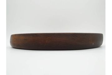 明治〜大正期　在銘作家物　ケヤキ　欅盆　扇面　木の温もりを感じるお盆2点セット(木製、トレイ、トレー、木皿、藤原盆?)(R-079681)