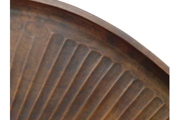 明治〜大正期　在銘作家物　ケヤキ　欅盆　扇面　木の温もりを感じるお盆2点セット(木製、トレイ、トレー、木皿、藤原盆?)(R-079681)