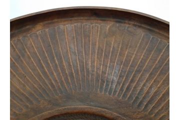 明治〜大正期　在銘作家物　ケヤキ　欅盆　扇面　木の温もりを感じるお盆2点セット(木製、トレイ、トレー、木皿、藤原盆?)(R-079681)