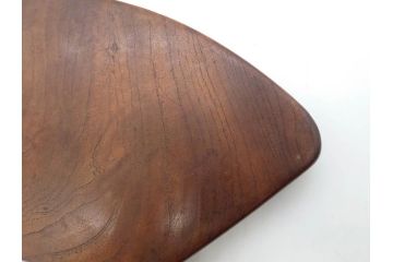 明治〜大正期　在銘作家物　ケヤキ　欅盆　扇面　木の温もりを感じるお盆2点セット(木製、トレイ、トレー、木皿、藤原盆?)(R-079681)