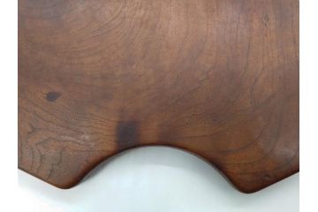 明治〜大正期　在銘作家物　ケヤキ　欅盆　扇面　木の温もりを感じるお盆2点セット(木製、トレイ、トレー、木皿、藤原盆?)(R-079681)