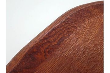 時代物　欅(ケヤキ)　一枚板　くりぬき　柔らかな曲線が魅力のお盆(木製、トレイ、トレー)(R-079682)