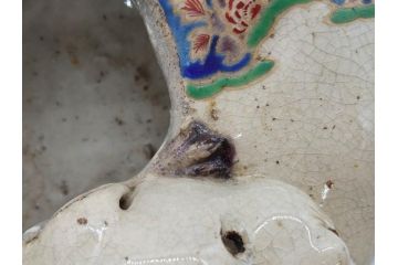 明治期　時代物　清水六兵衛　京焼　在銘作家物　犬の微笑ましい表情に心が癒される香炉(イヌ、仏具、茶道具、裏印、外箱付き)(R-079683)