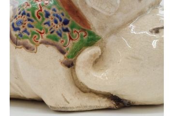 明治期　時代物　清水六兵衛　京焼　在銘作家物　犬の微笑ましい表情に心が癒される香炉(イヌ、仏具、茶道具、裏印、外箱付き)(R-079683)